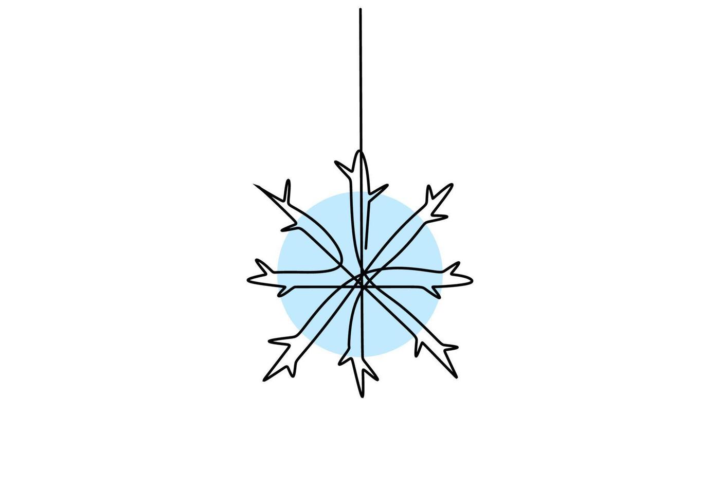 hand- tekening een single doorlopend lijn van sneeuwvlok vector