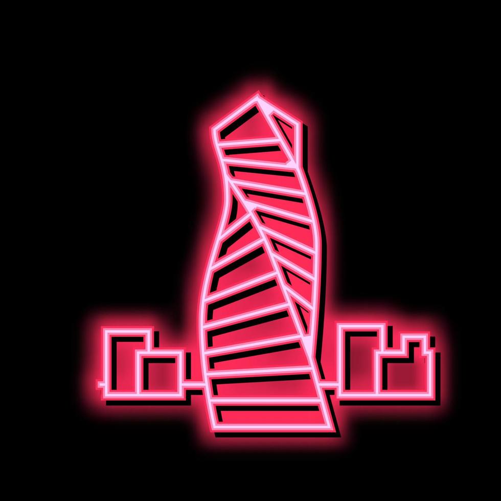wolkenkrabber modern gebouw neon gloed icoon illustratie vector