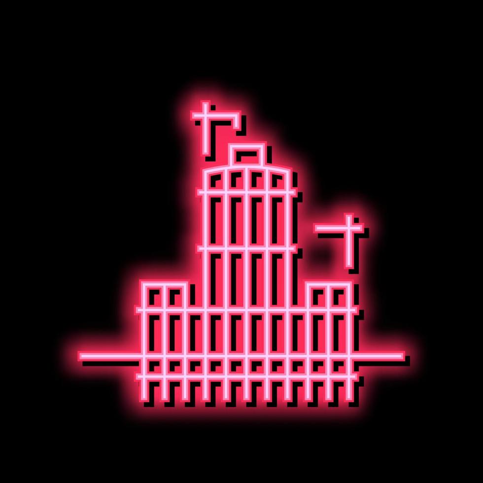 gebouw wolkenkrabber skelet neon gloed icoon illustratie vector