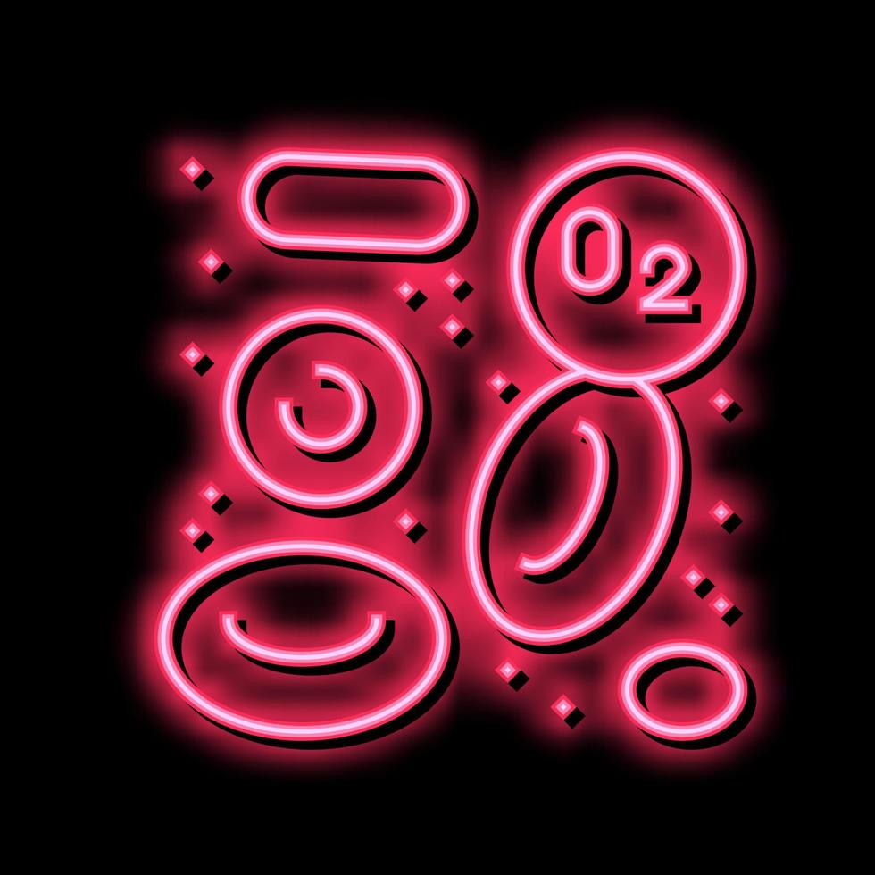 bloed met zuurstof neon gloed icoon illustratie vector