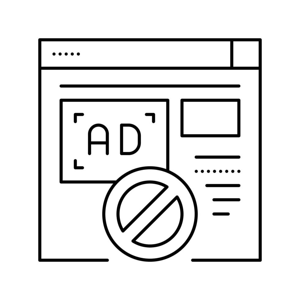 geblokkeerde advertenties website lijn pictogram vectorillustratie vector