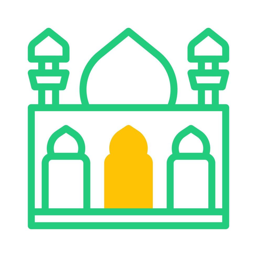 moskee icoon duotoon groen geel stijl Ramadan illustratie vector element en symbool perfect.