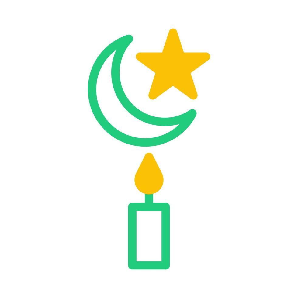 kaars icoon duotoon groen geel stijl Ramadan illustratie vector element en symbool perfect.