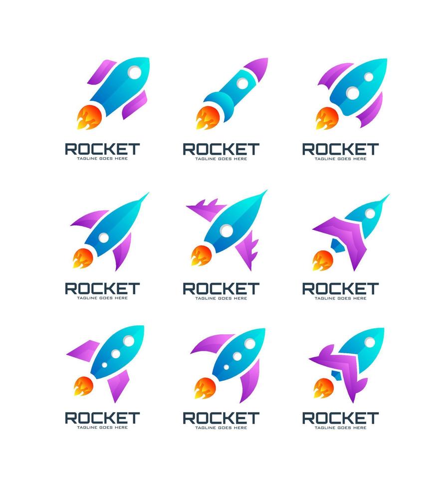 reeks van verzameling modern raket logo ontwerp vector