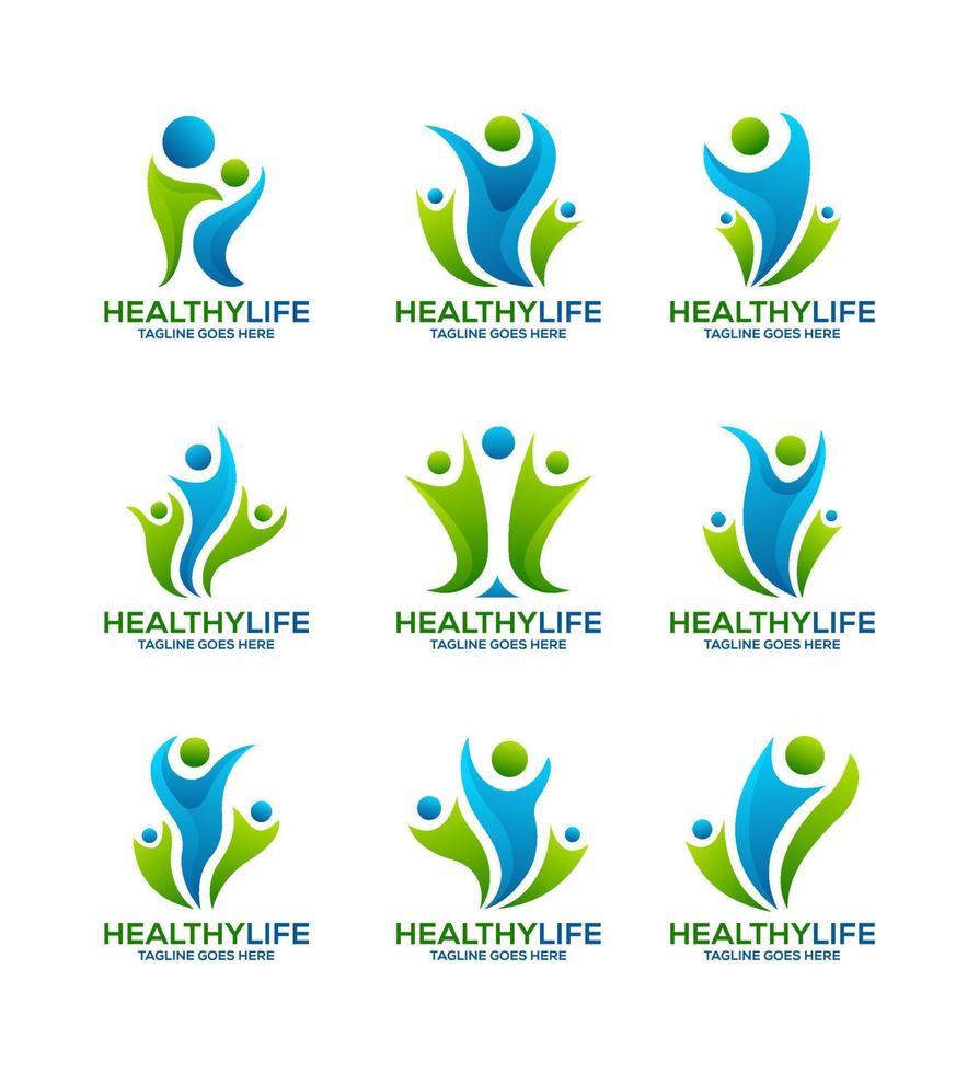 gezond leven logo verzameling logo. fitheid, medisch of Gezondheid zorg centrum logo ontwerp concept. vector