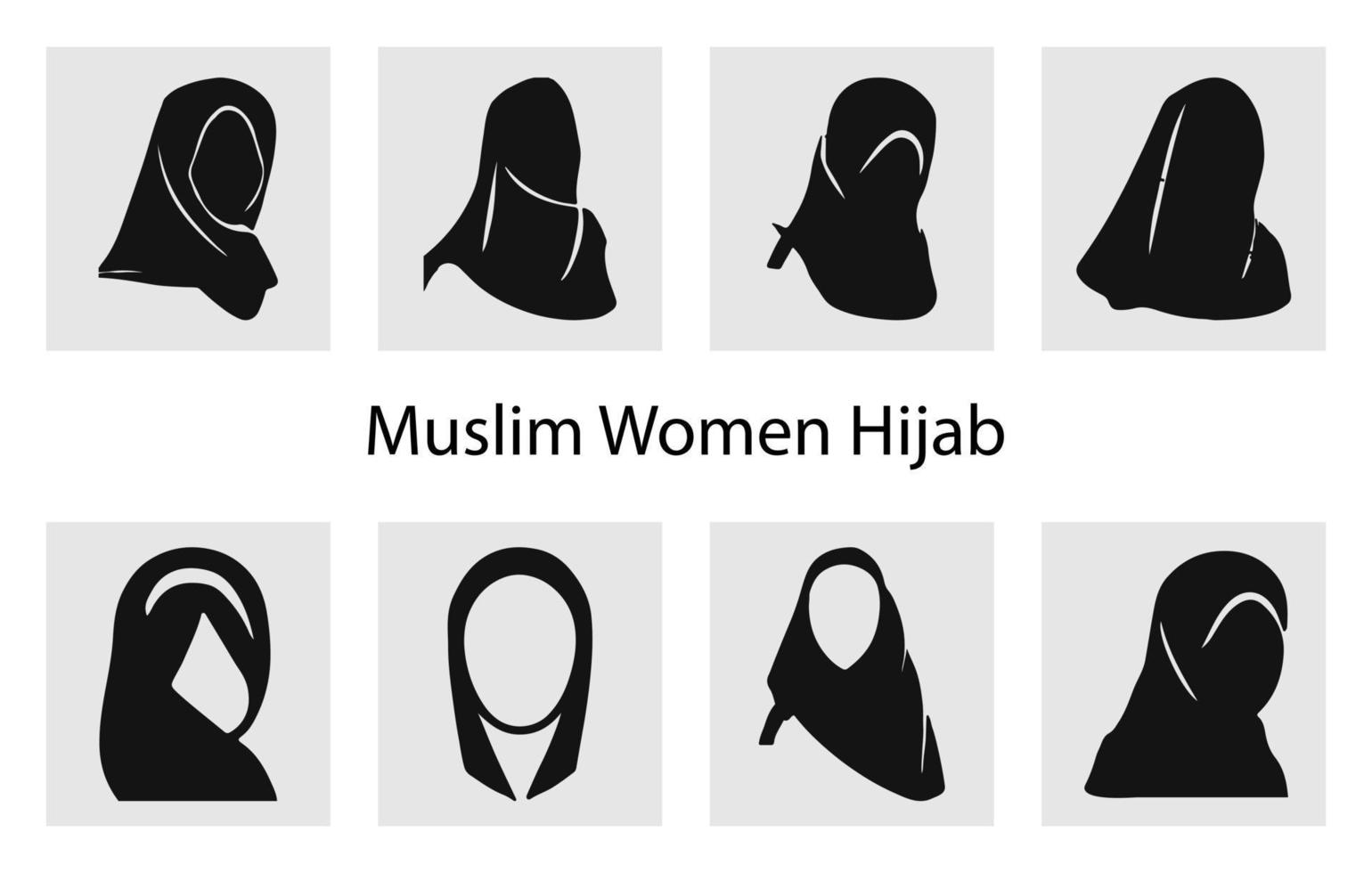 hijab vrouw silhouet bundel vrij, reeks van vlak hijab meisje silhouetten, hijab silhouet set, moslim Dames hijaab, vector silhouet tekening van moslim vrouw met hijaab, Dames hijab icoon vector icoon