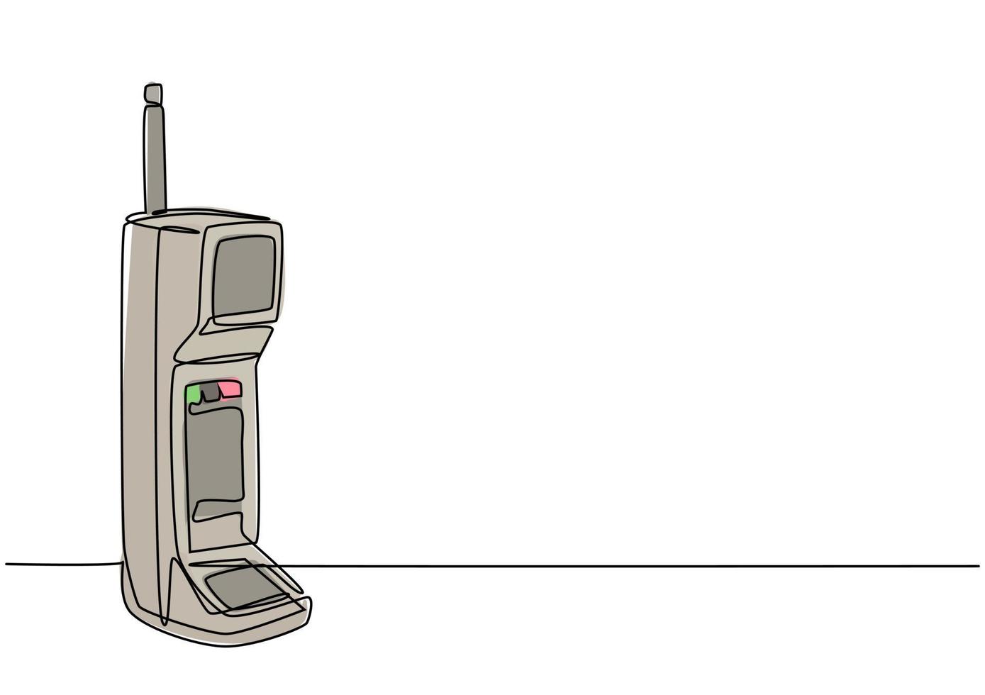 enkele doorlopende lijntekening van oude retro mobiele telefoon. vintage klassieke mobiele telefoon om concept één lijntekening ontwerp grafische vectorillustratie te communiceren vector