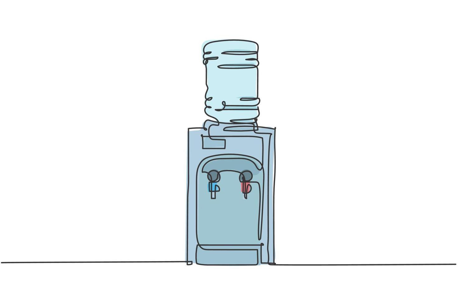 single doorlopend lijn tekening van water dispenser met plastic gallon huishouden werktuig. elektronisch huis toestel concept. modern een lijn trek ontwerp grafisch vector illustratie