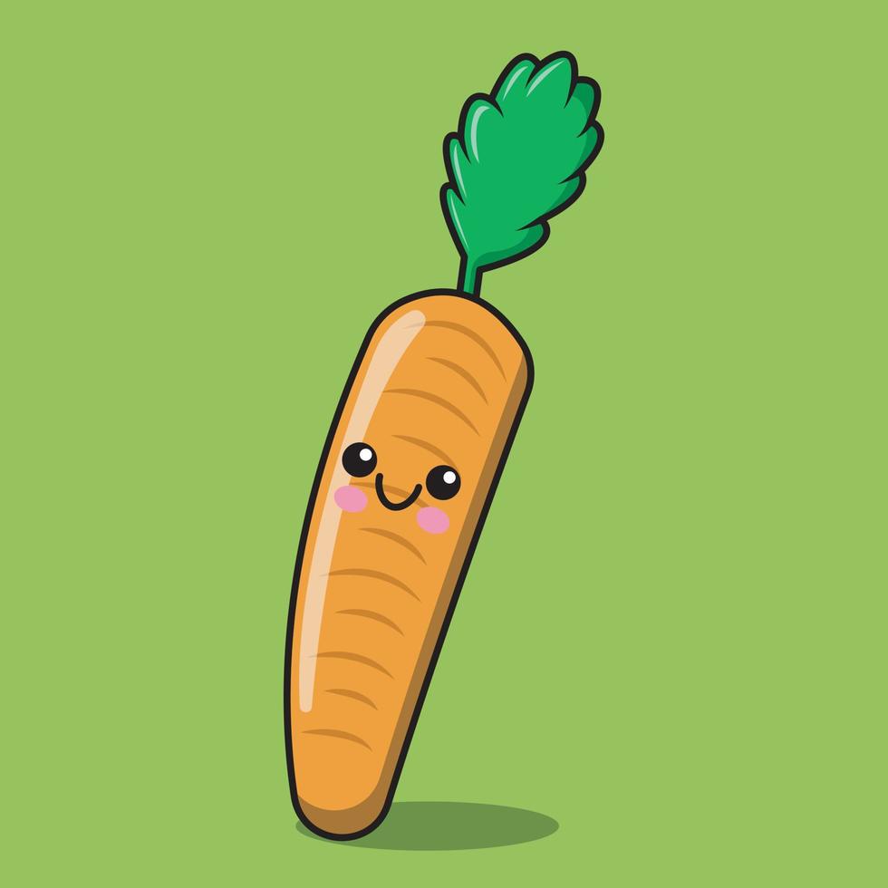 vector schattig wortel groente karakter. groente kawaii