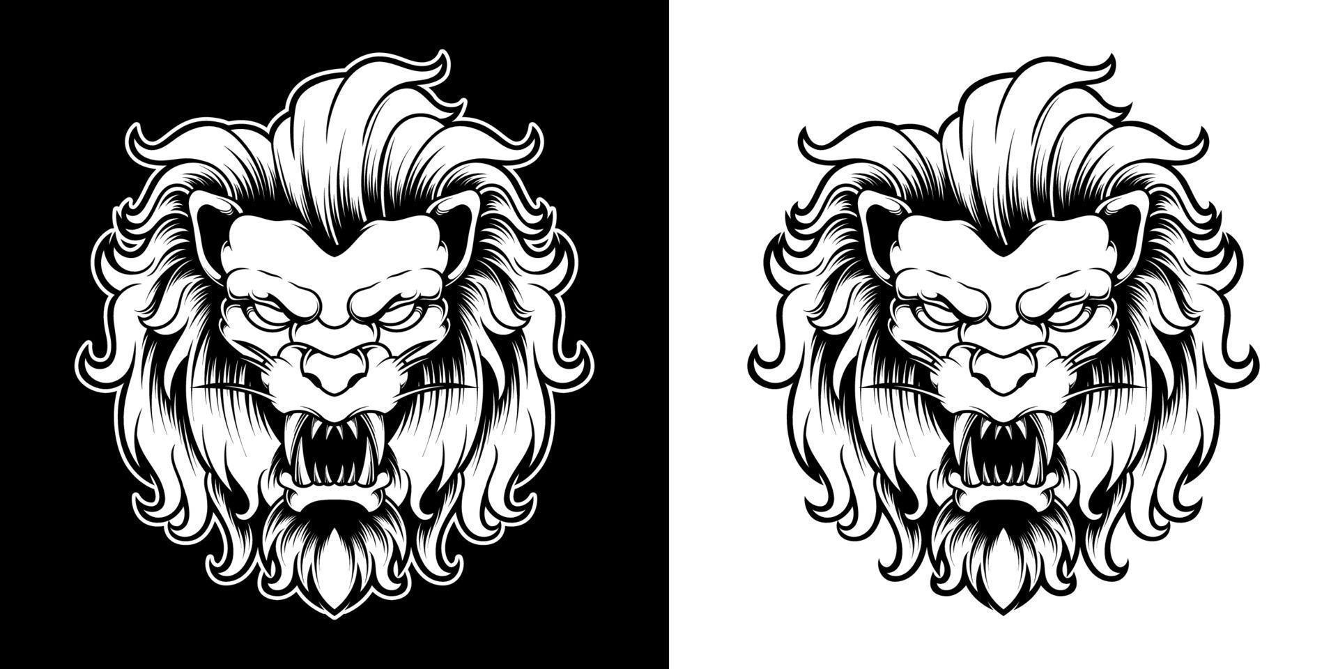 zwart-witte leeuwenkop logo afbeelding vector