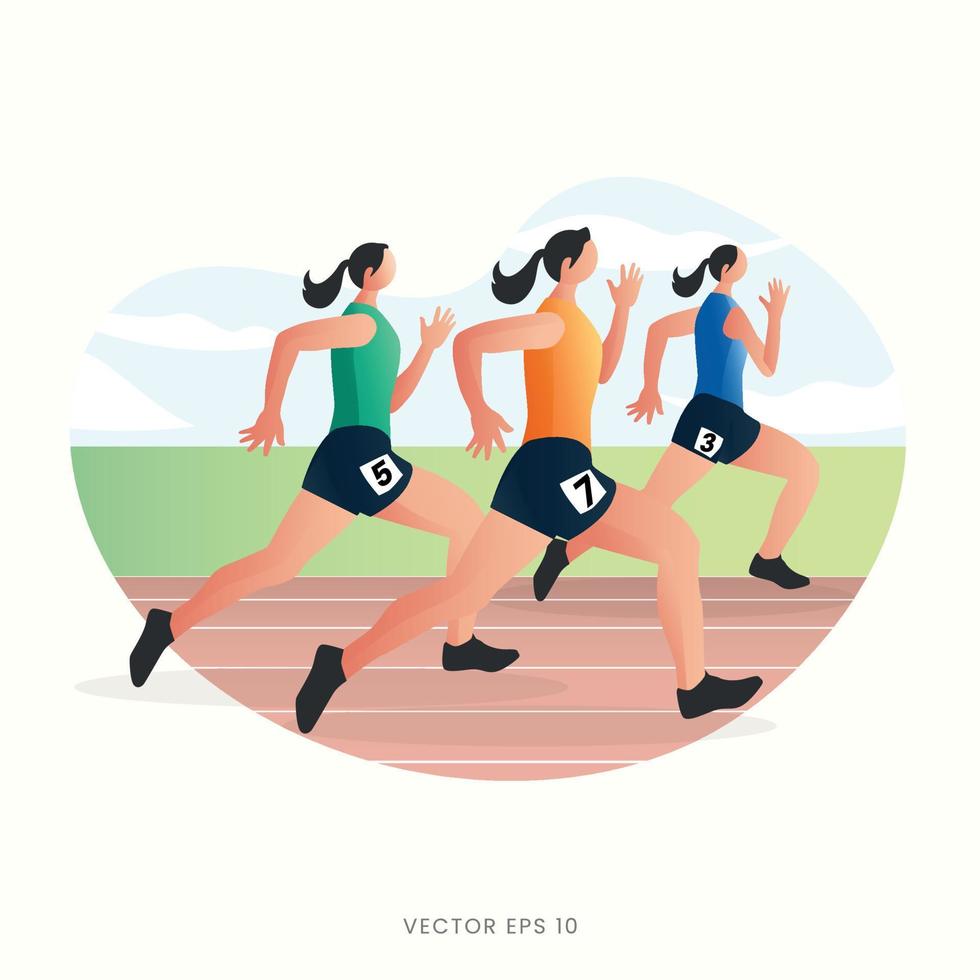 een atleet is rennen een sprint, een sport- wedstrijd. vector
