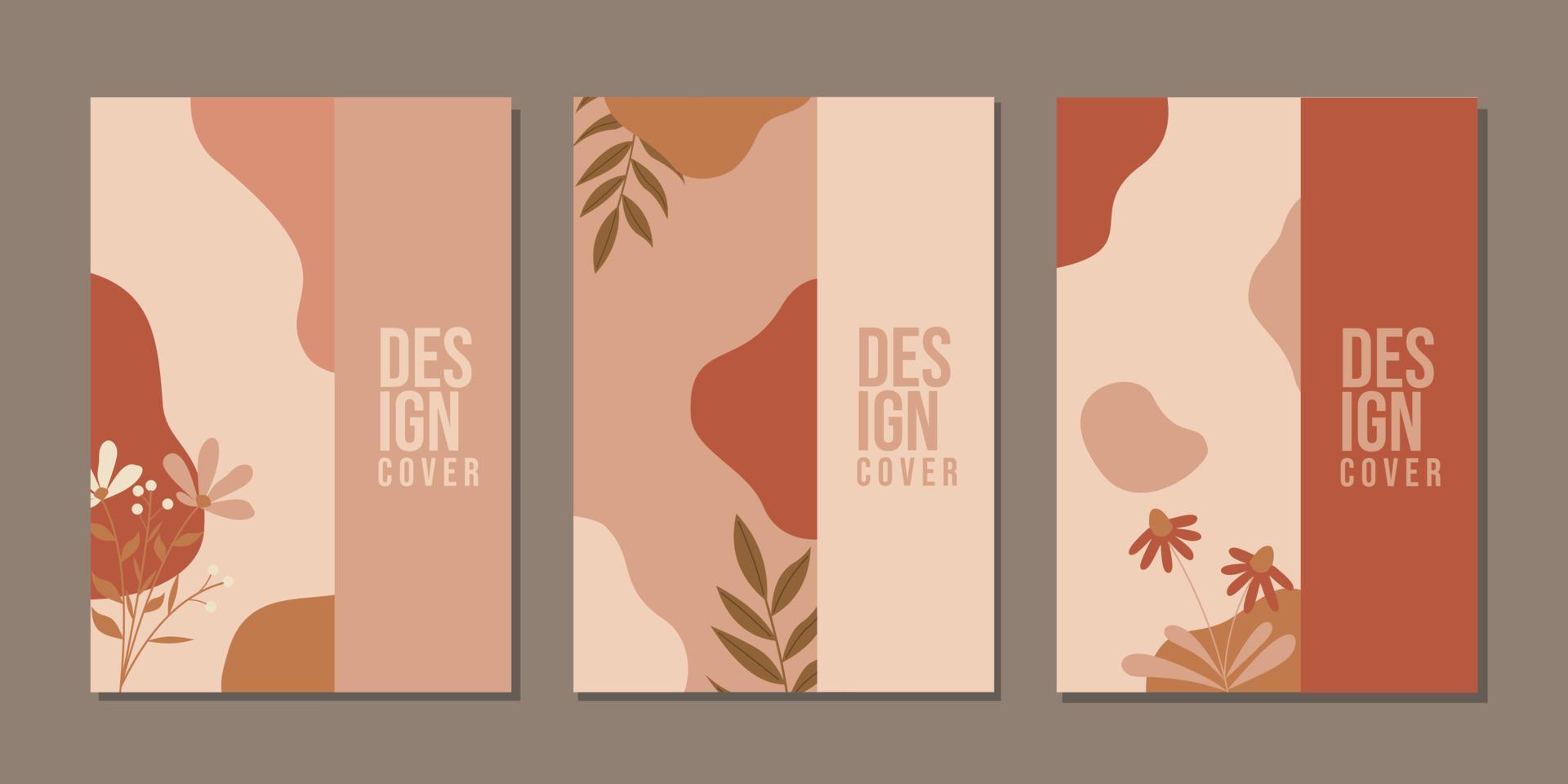 reeks van boek Hoes ontwerpen met hand- getrokken bloemen decoraties. abstract boho botanisch achtergrond. grootte a4 voor notitieboekjes, uitnodiging, kaart, planners, brochures, boeken, catalogi vector