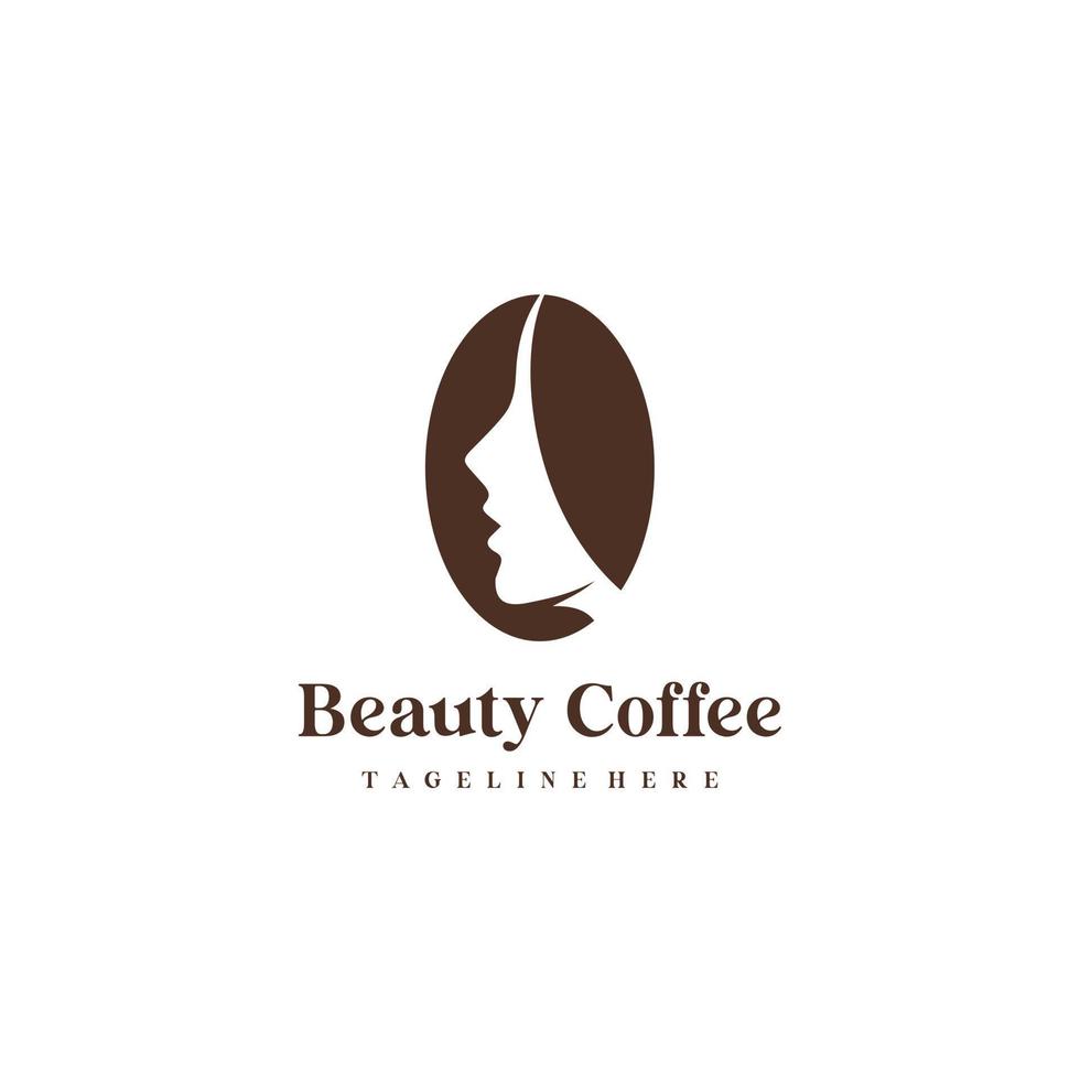 koffie meisje vrouw schoonheid Boon logo ontwerp vector