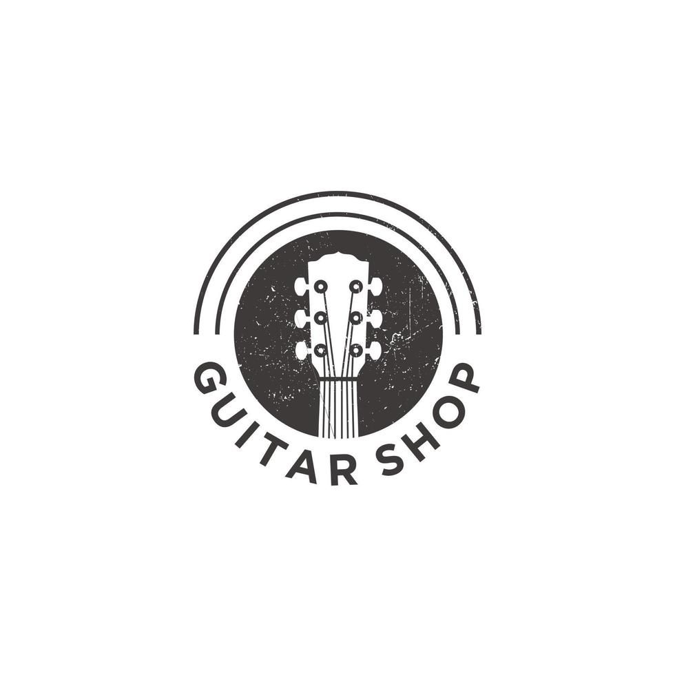 akoestisch gitaar muziek- rustiek logo ontwerp vector