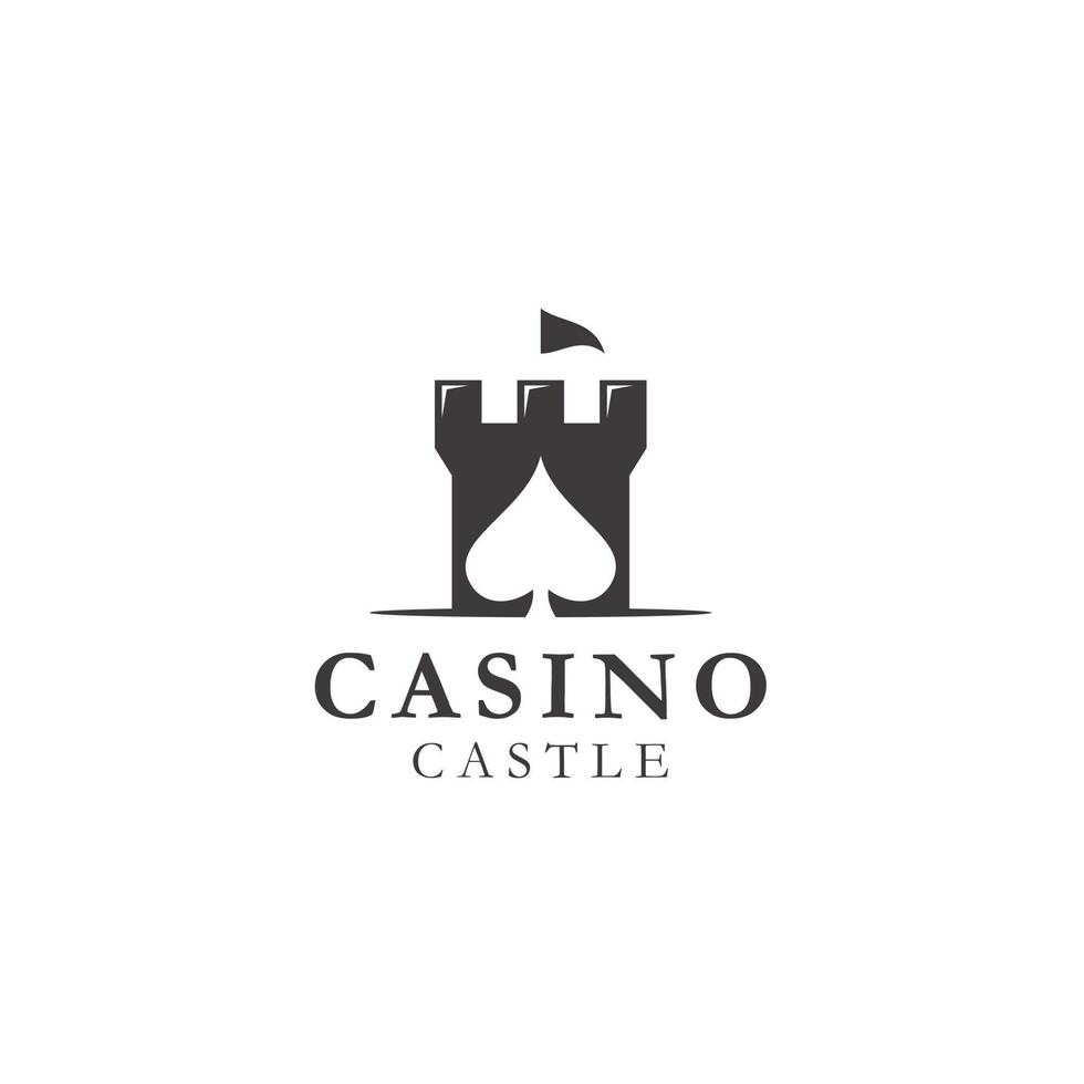 kasteel vesting koning en spade aas voor poker logo ontwerp vector