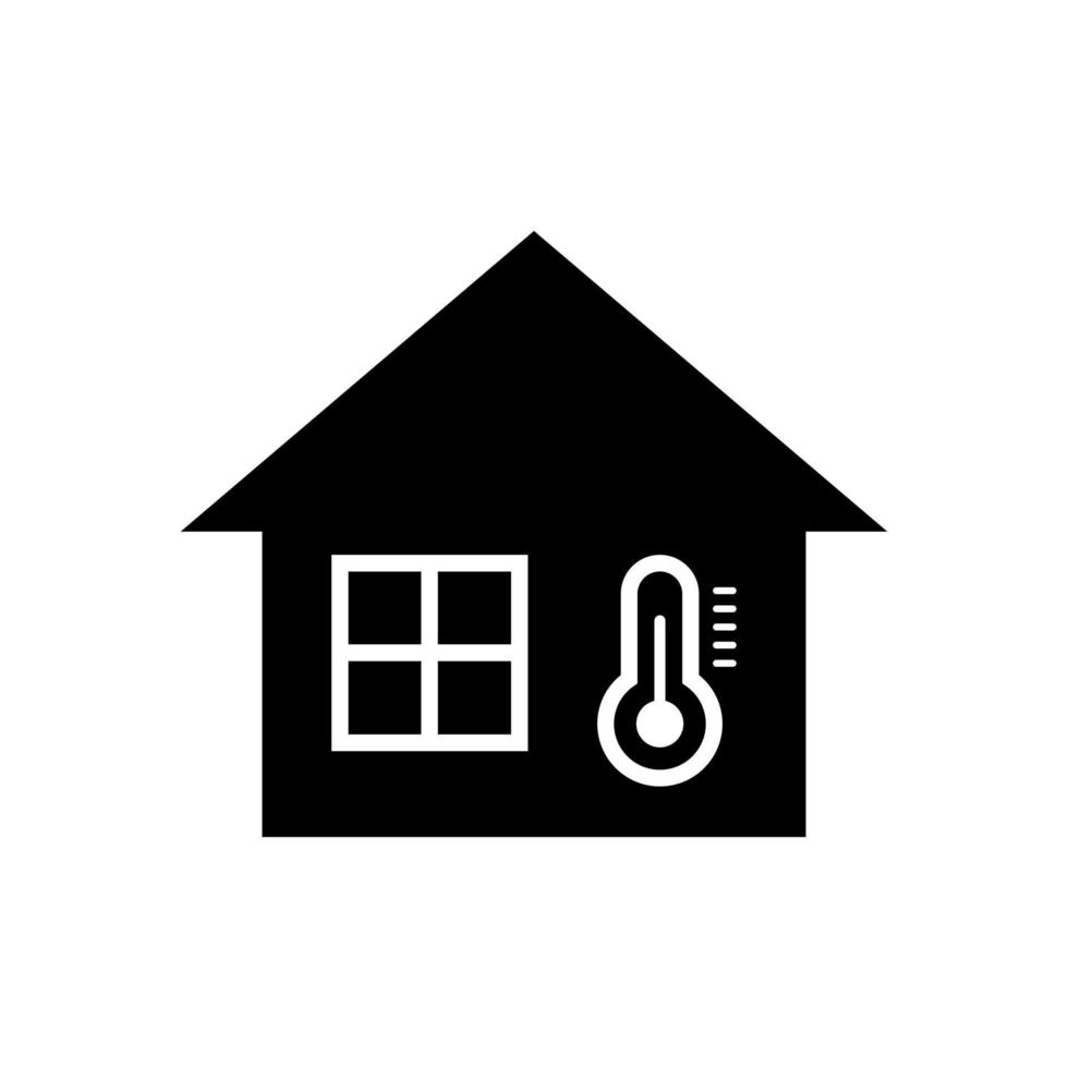 huis met thermometer icoon. lucht conditioning en klimaat controle in kamers met slim thermostaat controleur met uitrusting naar in stand houden comfortabel vector temperatuur