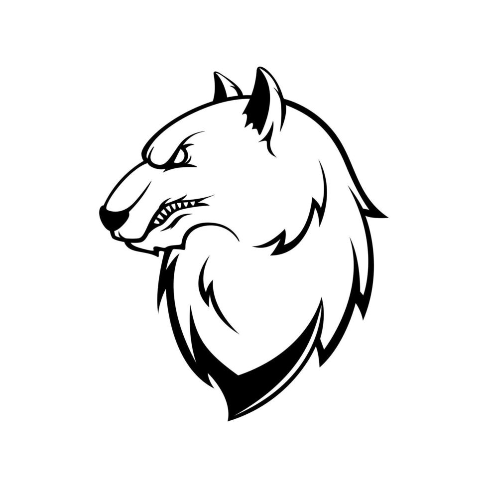 wolf hoofd symbool zwart en wit vector