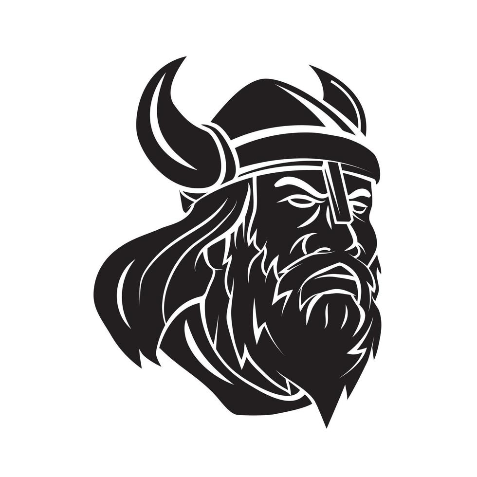 viking hoofd zwart vector illustratie