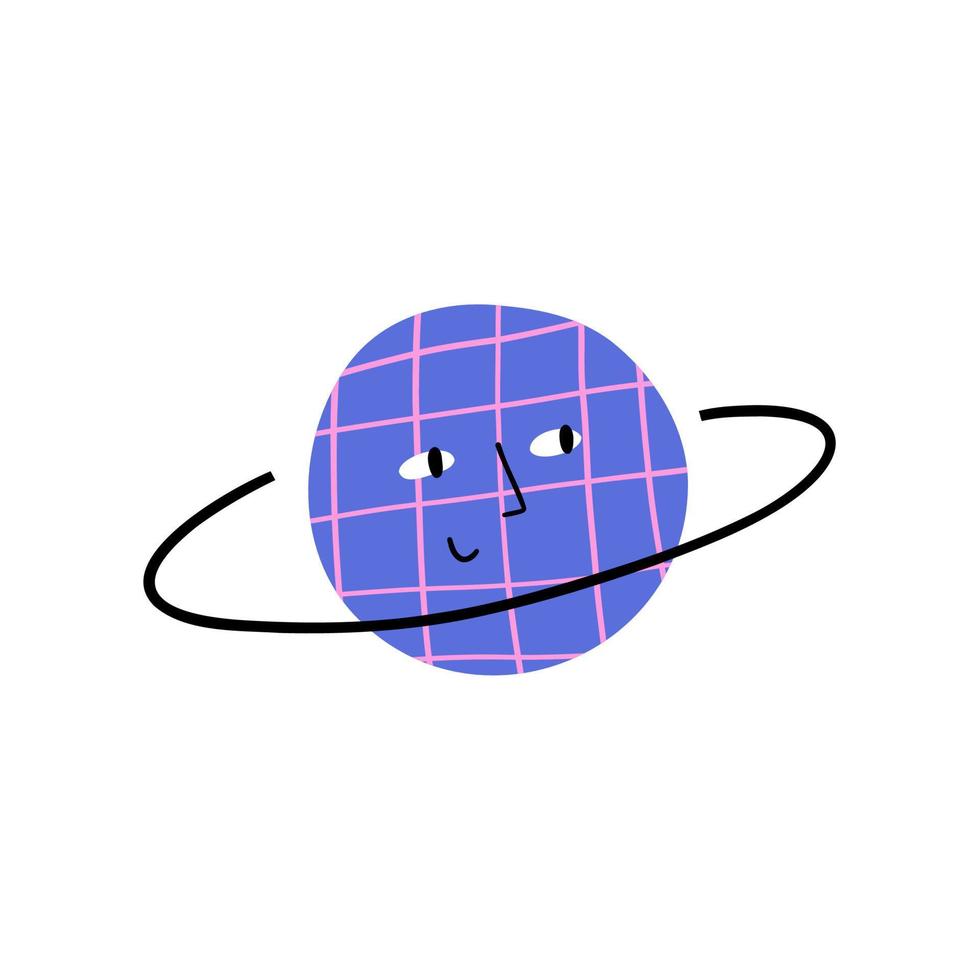 schattig planeet in vlak stijl. hand- getrokken vector illustratie.