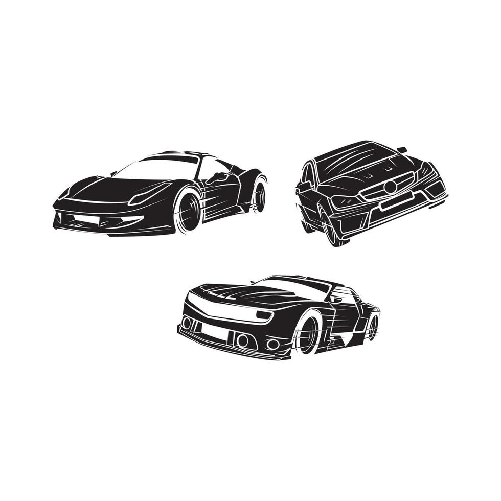 sport auto's reeks verzameling tatoeëren illustratie vector