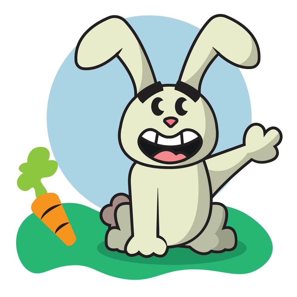 geïsoleerd gekleurde gelukkig konijn traditioneel tekenfilm karakter vector illustratie