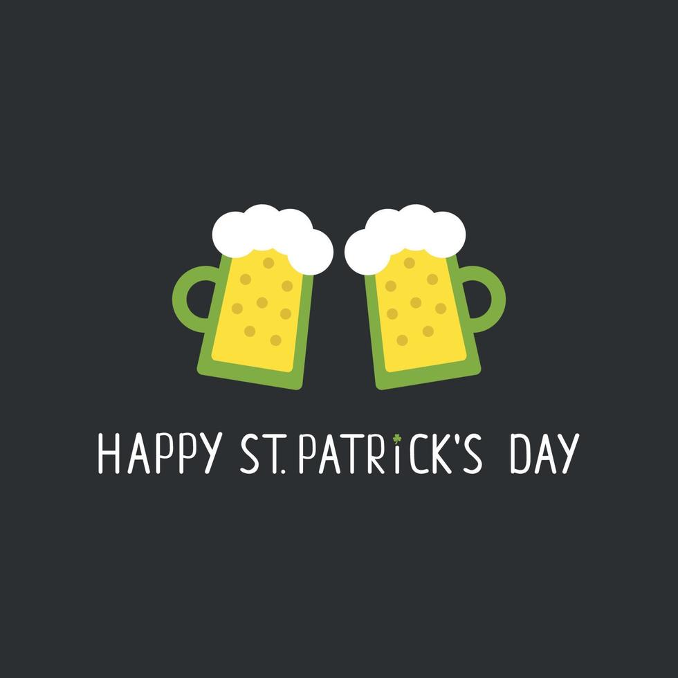 gelukkig heilige patricks dag minimalistisch kaart met twee bier geglazuurd. vector