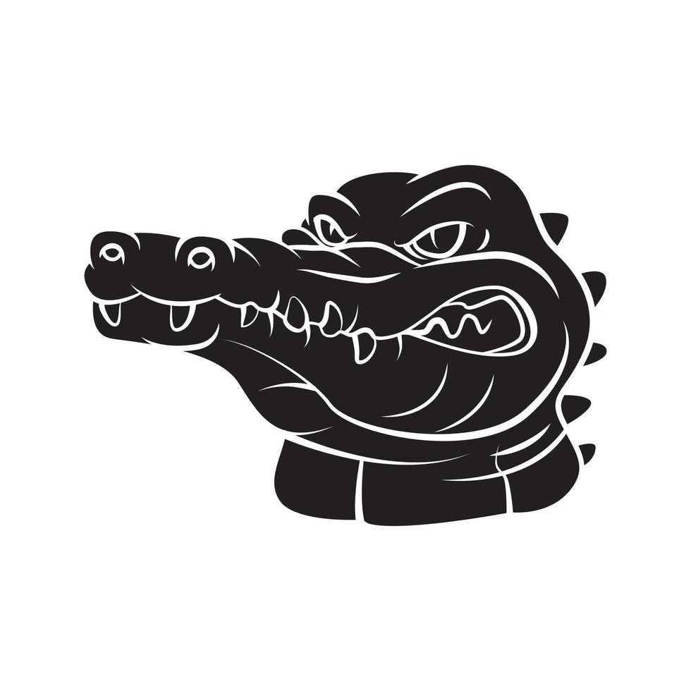 krokodil hoofd zwart vector illustratie