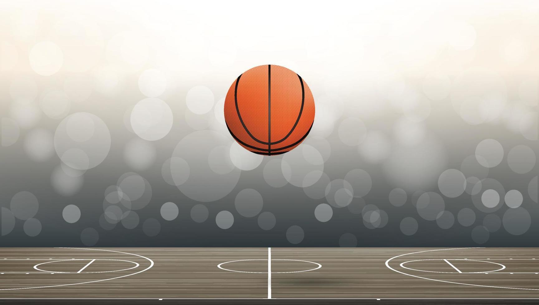 basketbal bal Aan basketbal rechtbank Oppervlakte met licht wazig bokeh achtergrond. abstract achtergrond voor basketbal sport met licht effect. vector. vector