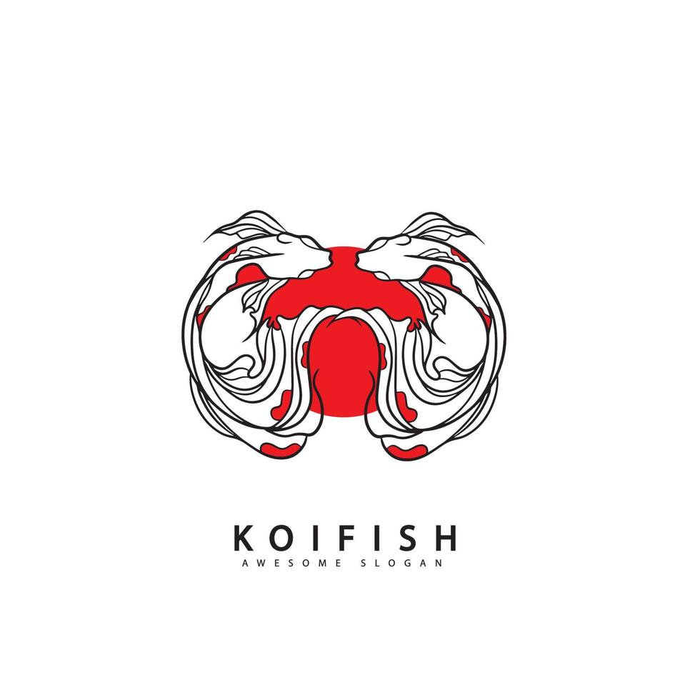 vis koi logo en symbool vector afbeelding