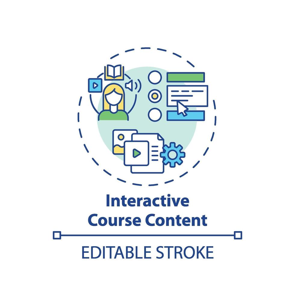 interactieve cursus inhoud concept pictogram vector