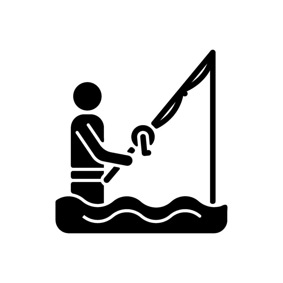 wade vissen zwarte glyph pictogram vector