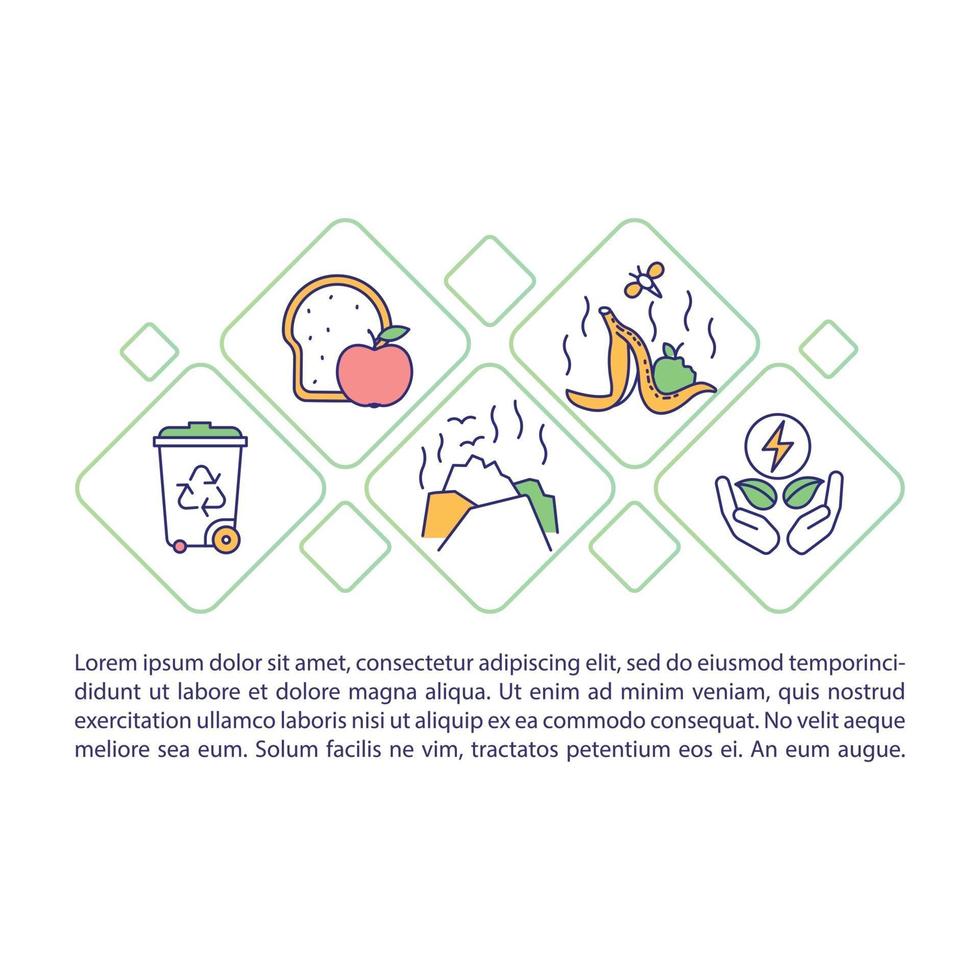 voedselverspilling concept pictogram met tekst vector