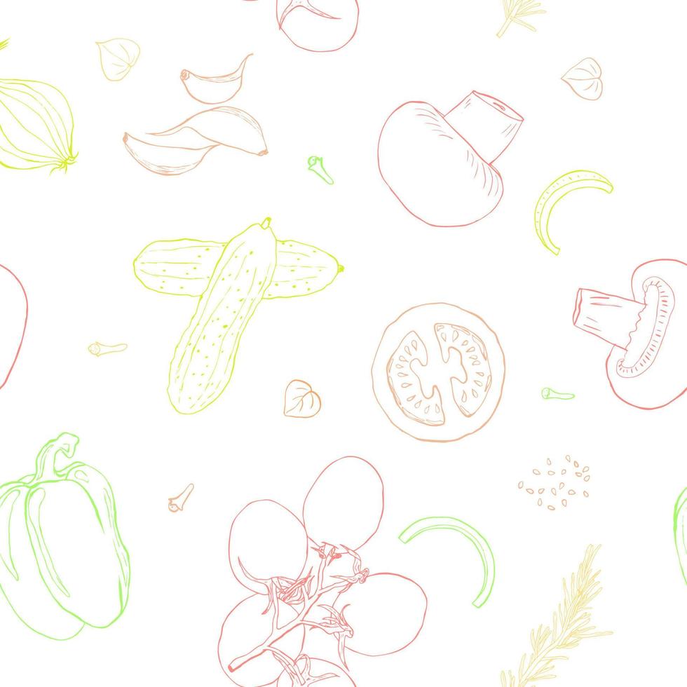 groente schetsen stijl lijn kunst naadloos patroon vector