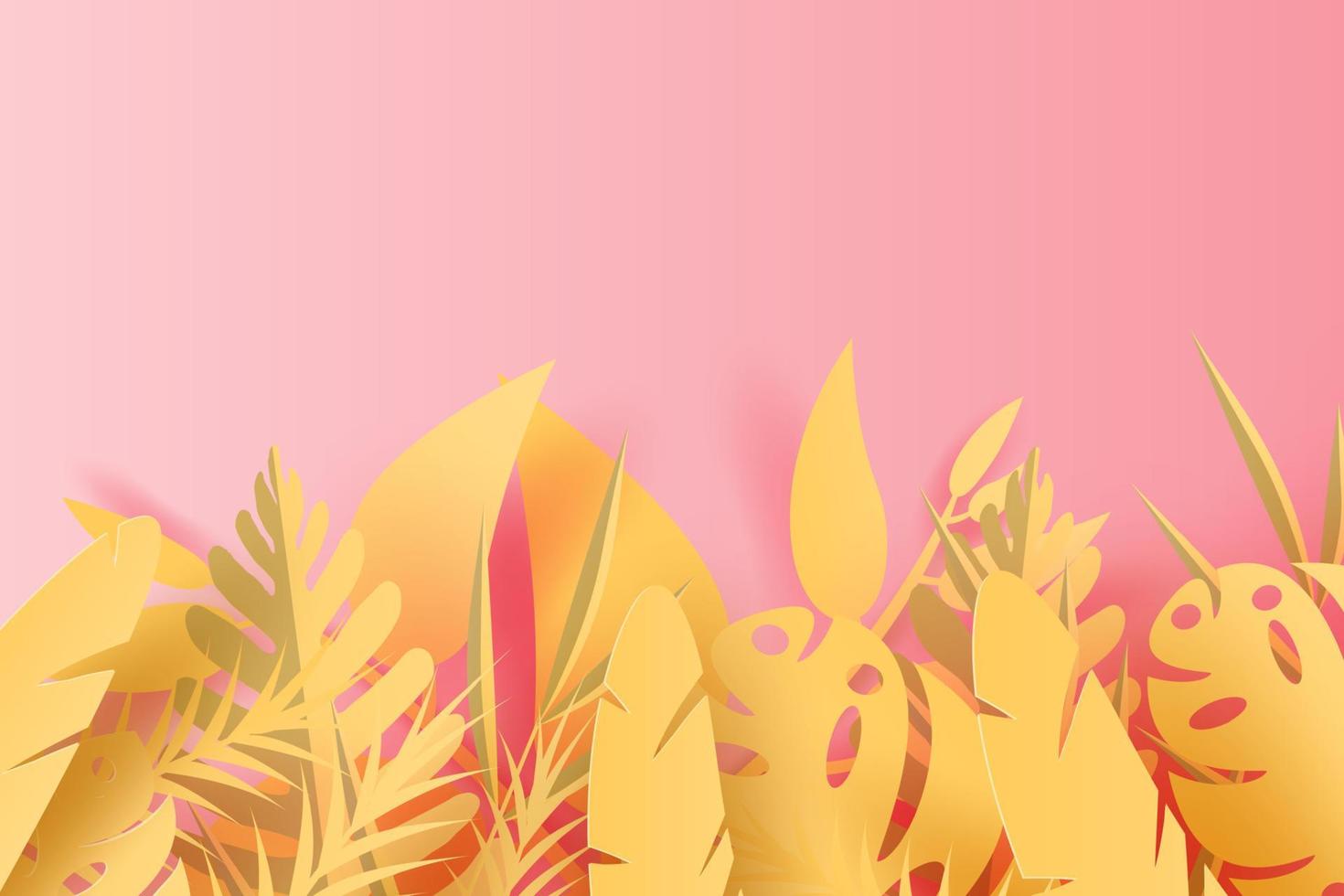 3d papier kunst van illustratie zomer tropisch blad palm decoratie Aan geplaatst tekst achtergrond, papier besnoeiing origami exotisch Hawaii stijl bos, zomer pastel zoet kleur comfortabel voor kaart, vector. vector