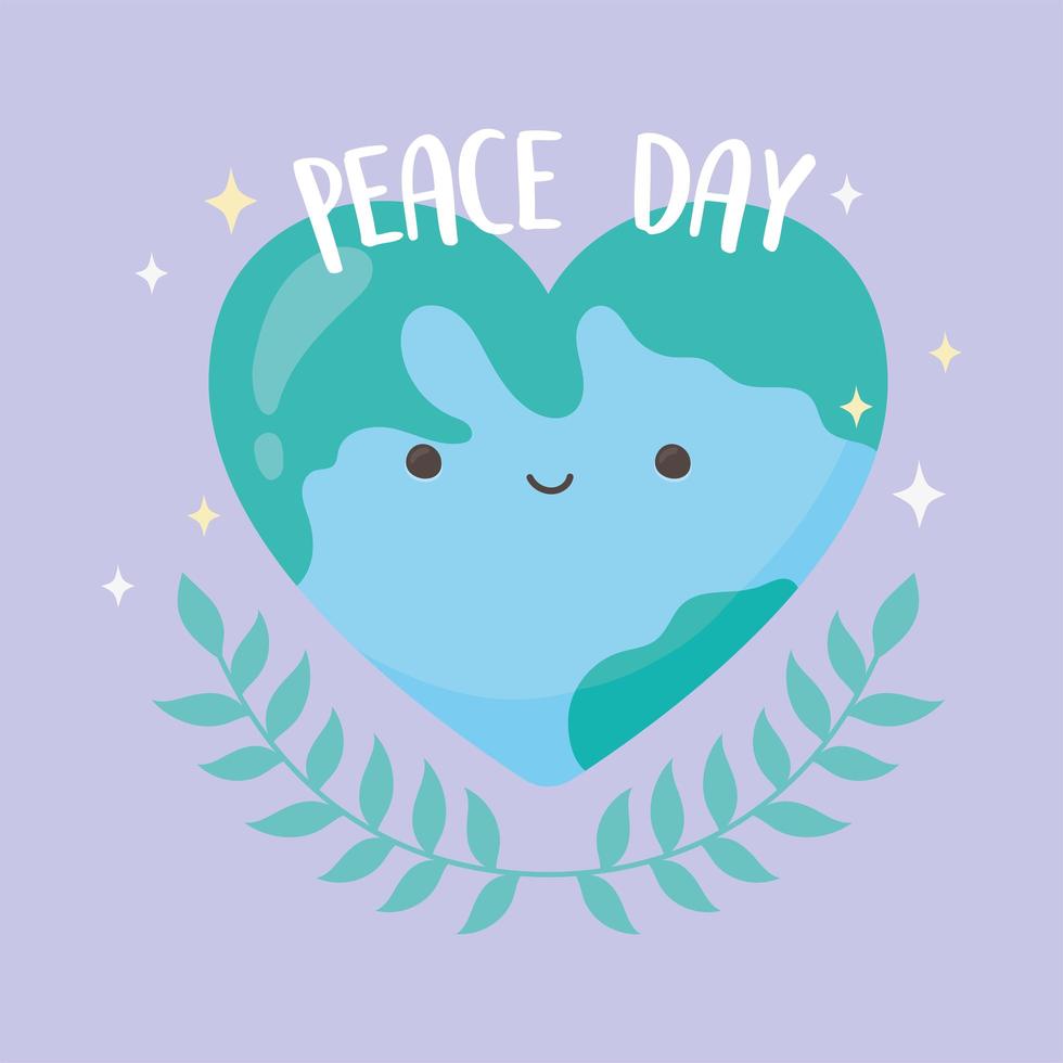 internationale vredesdag met schattige wereld vector