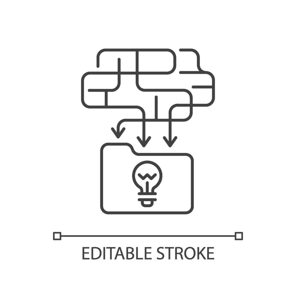 het organiseren van informatie lineaire pictogram vector