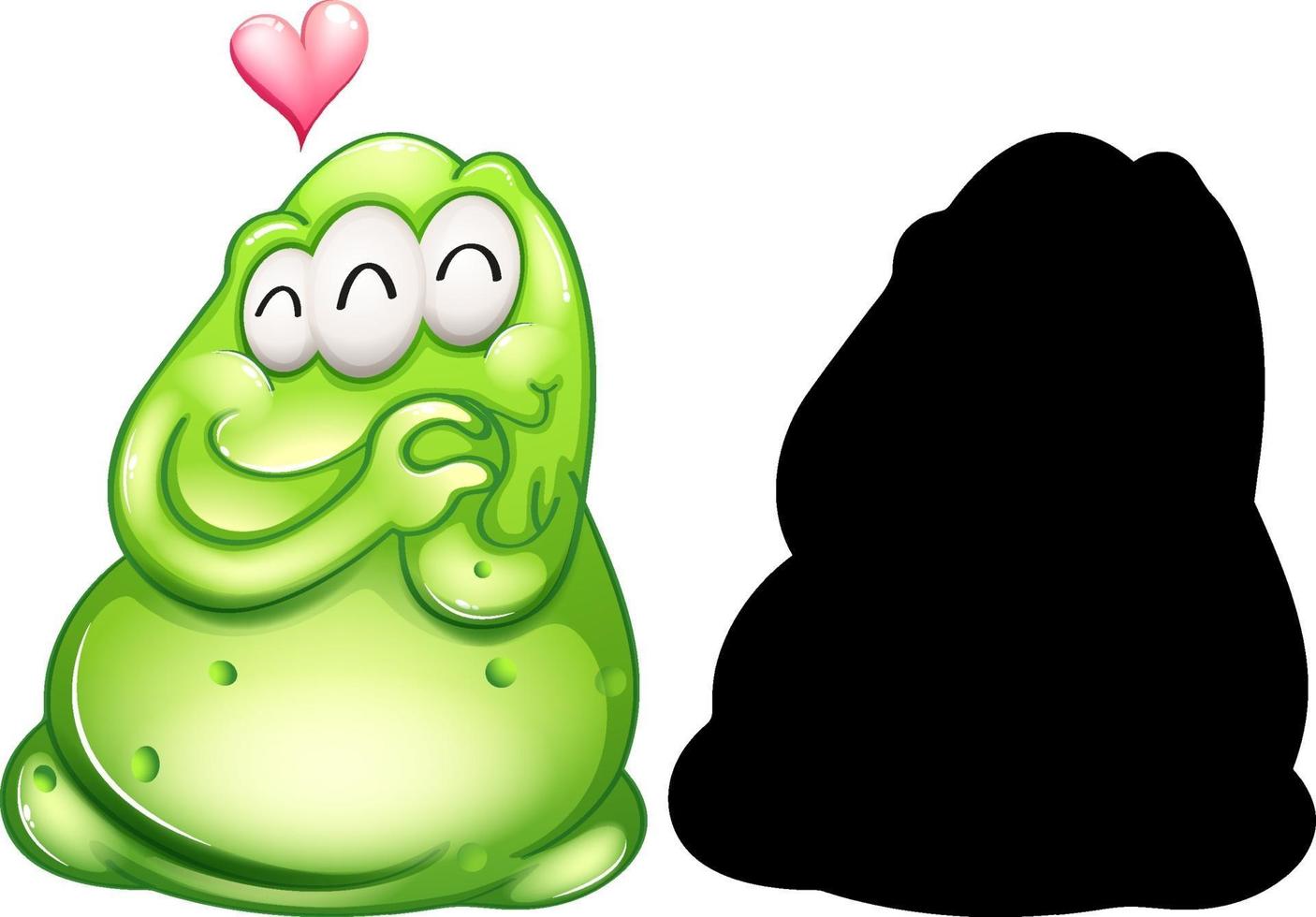 groen monster met zijn silhouet op witte achtergrond vector