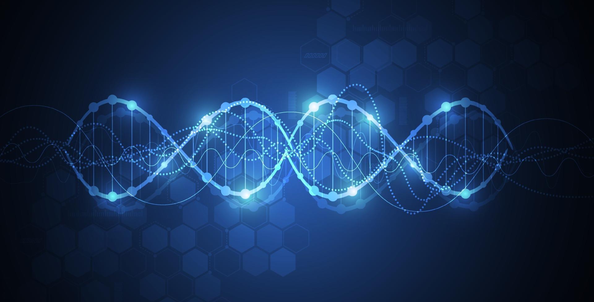 wetenschapssjabloon, behang of banner met een DNA-moleculen. vector