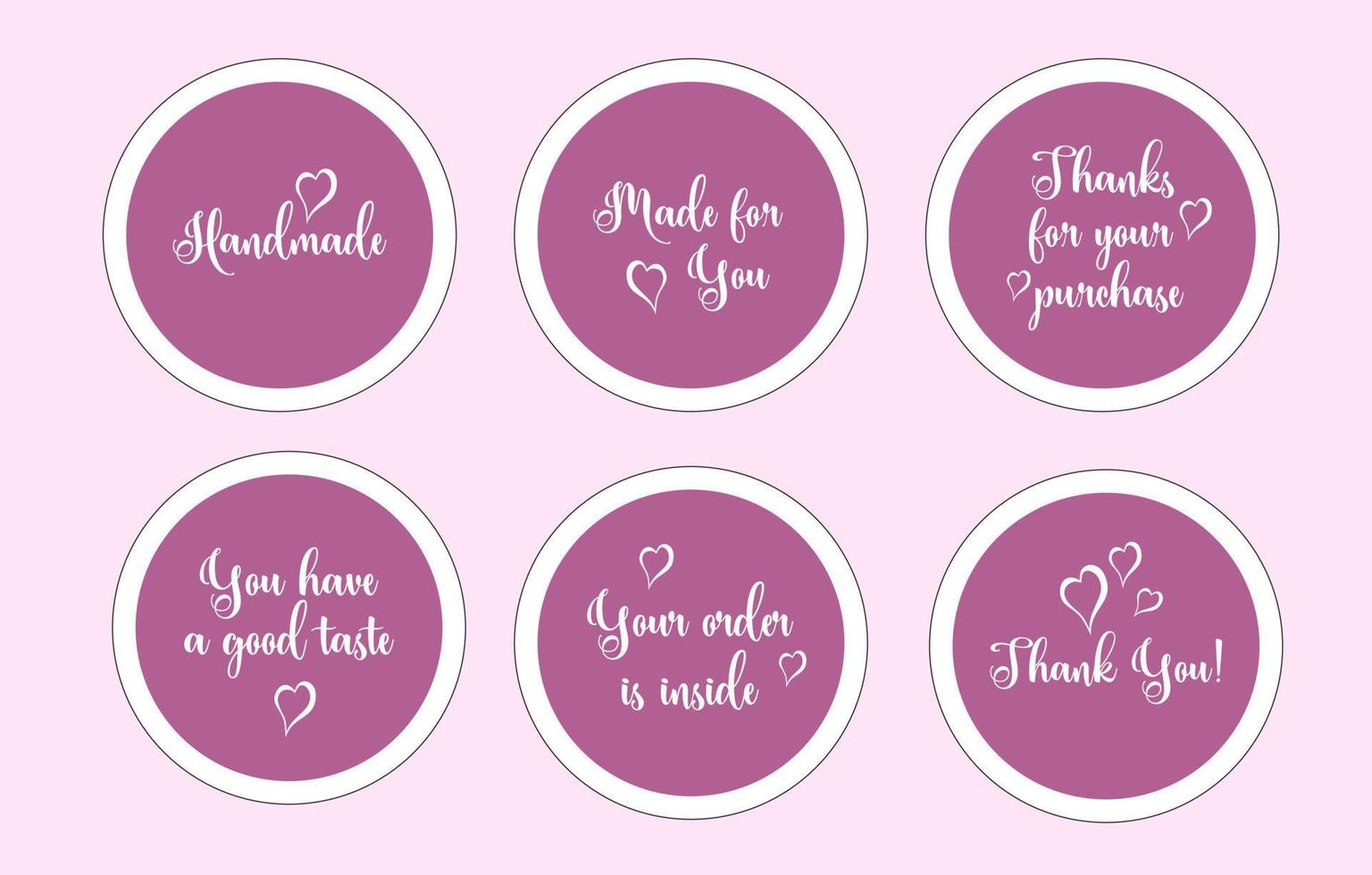 schattig bedrijf stickers pak. handgemaakt, bedankt voor uw aankoop, gemaakt voor u met liefde. Product verpakking etiketten reeks vector