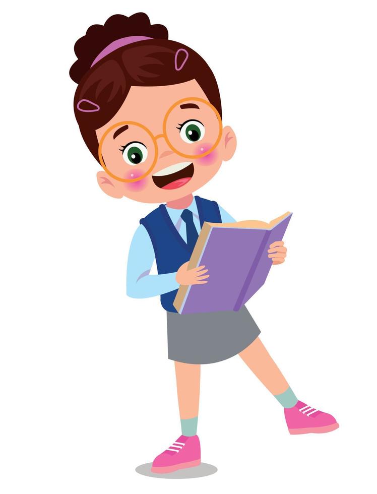 schattig leerling jongen in school- uniform vector