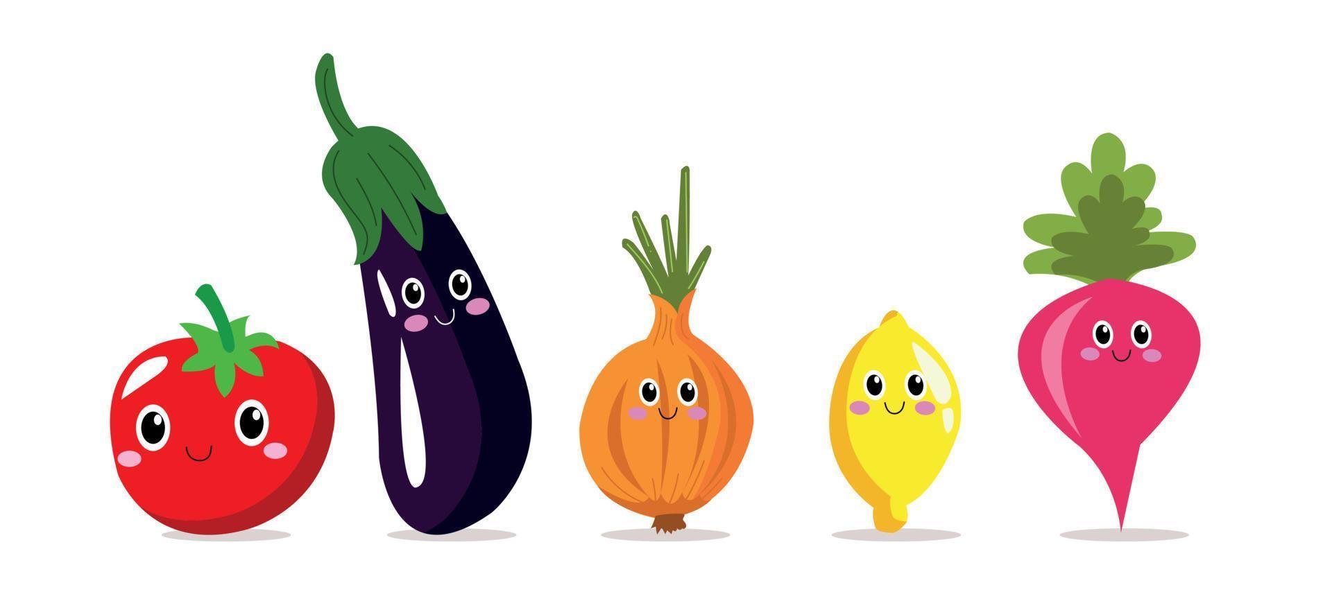 grappig tekenfilm karakters. schattig groenten. vector reeks