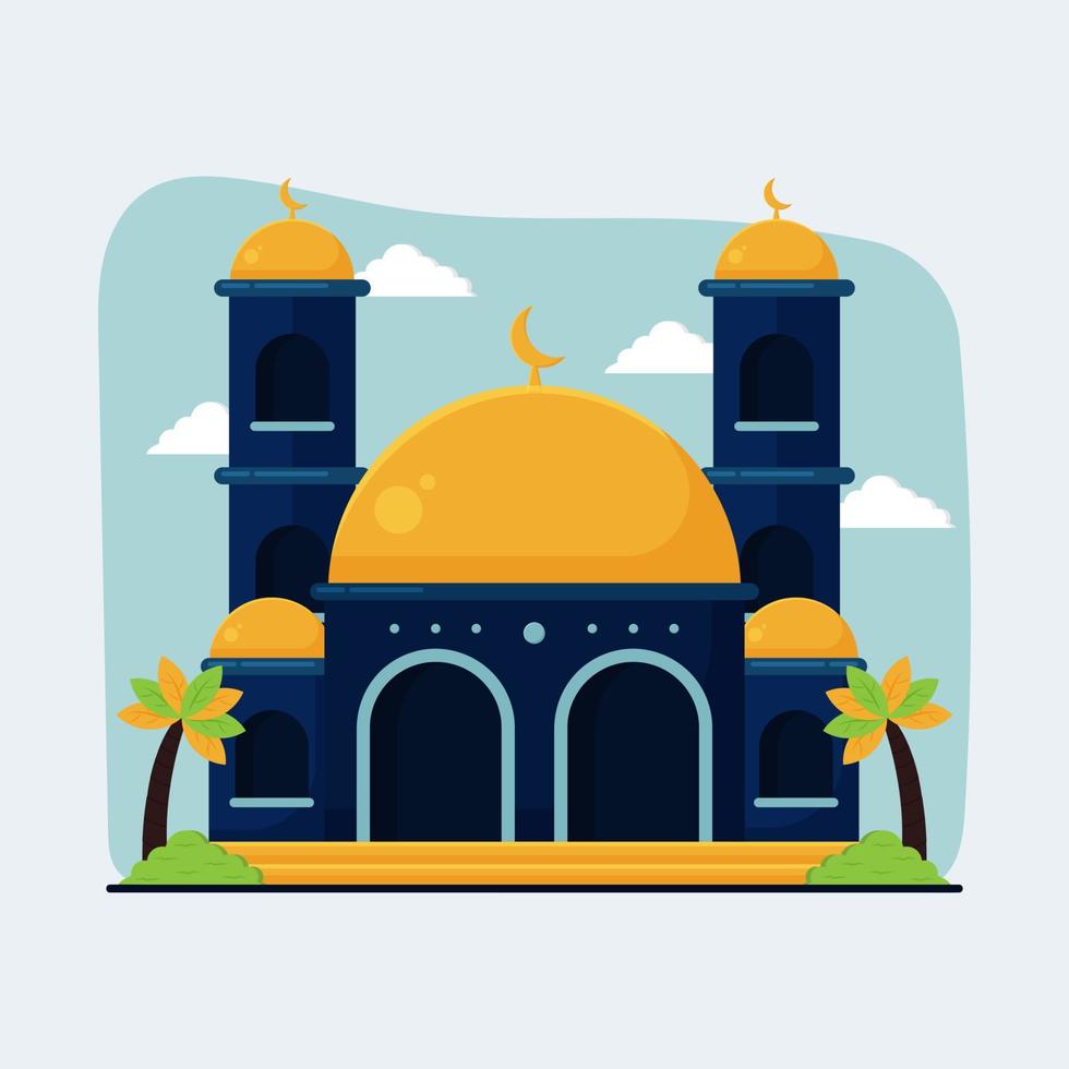 illustratie van Islamitisch gebouw moskee in vlak illustratie vector