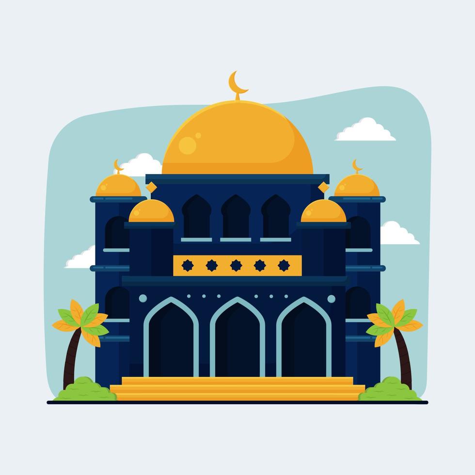 illustratie van Islamitisch gebouw moskee in vlak illustratie vector