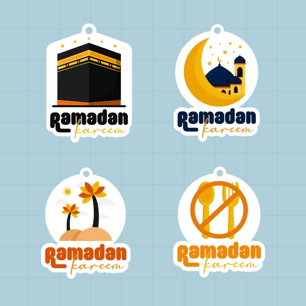 Islamitisch Ramadan kareem etiketten insigne verzameling vector