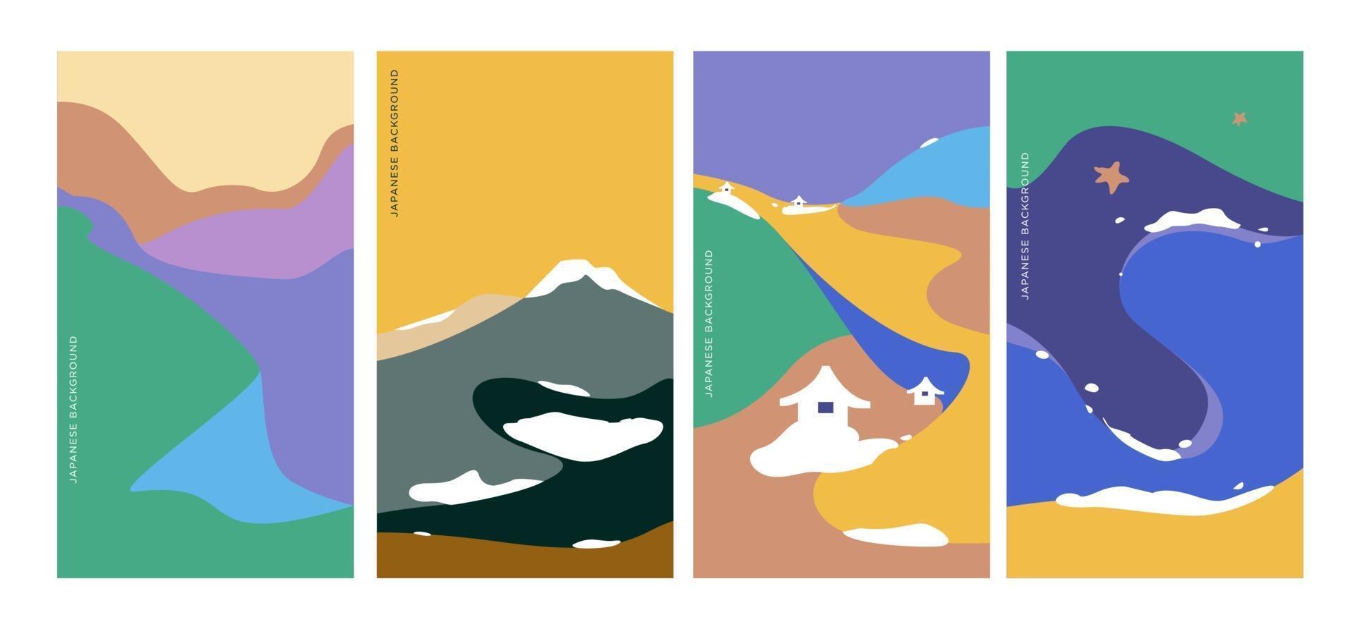 landschap patroon vector met Japans golfpatroon. abstracte achtergrond. berg sjabloon.
