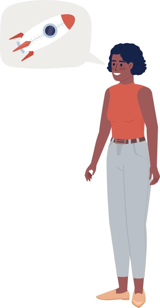 vrouw presenteren opstarten project semi vlak kleur vector karakter. bewerkbare figuur. vol lichaam persoon Aan wit. gemakkelijk tekenfilm stijl plek illustratie voor web grafisch ontwerp en animatie