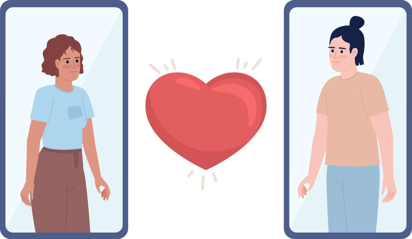 mensen vinden liefde Aan dating app vlak concept vector plek illustratie