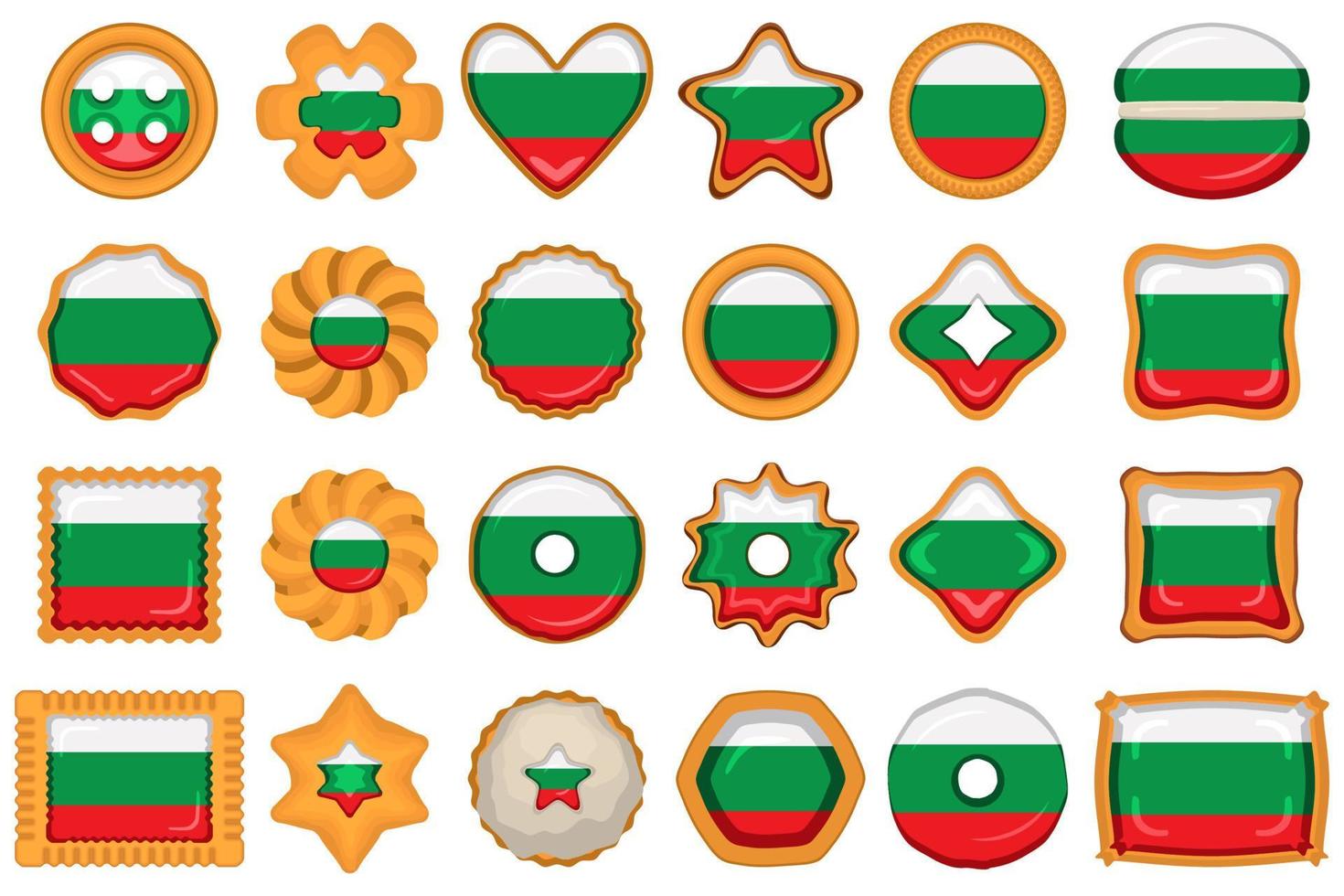 eigengemaakt koekje met vlag land bulgarije in smakelijk biscuit vector