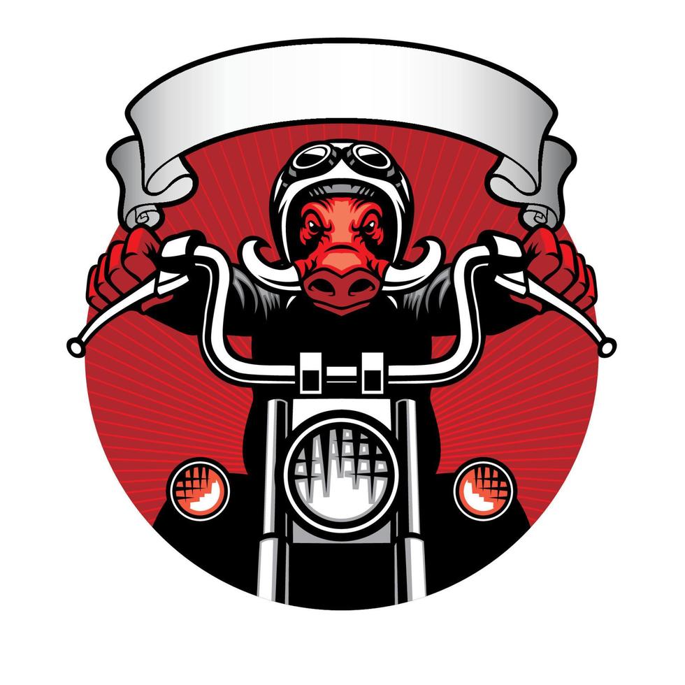 wild zwijn fietser mascotte club logo stijl vector