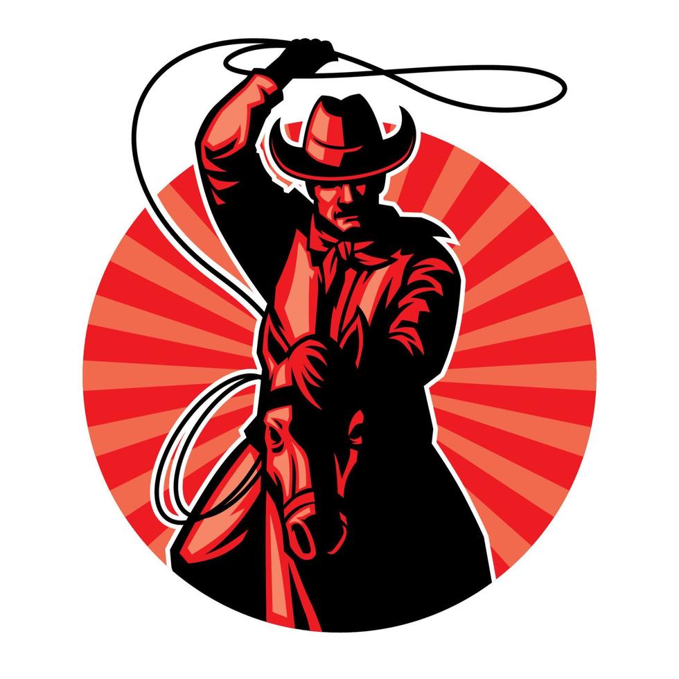 cowboy met lasso mascotte logo stijl vector